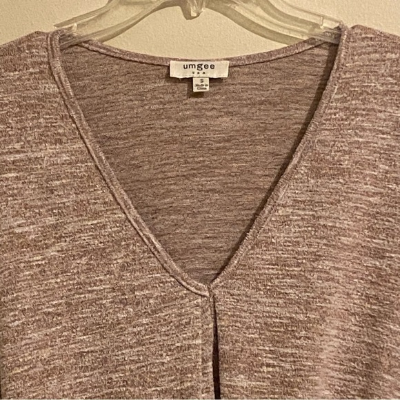 Umgee Blouse Size Small Tunic Oversized Boho Rose Gathered Front Long Sleeves - Picture 2 of 8